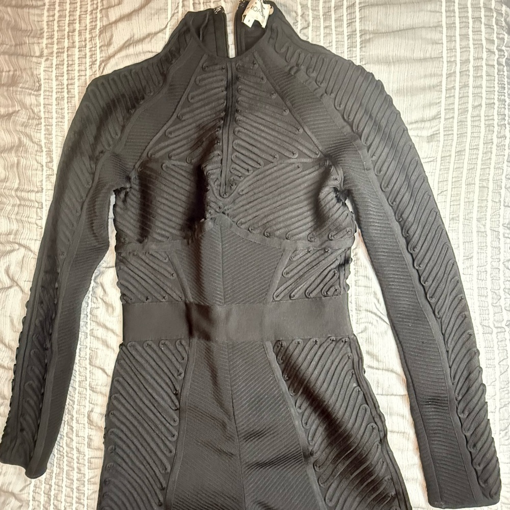HERVÉ LÉGER HERVÉ LÉGER X LAW ROACH RIBBON EMBROIDERED CATSUIT BLACK - size S - Picture 9 of 9